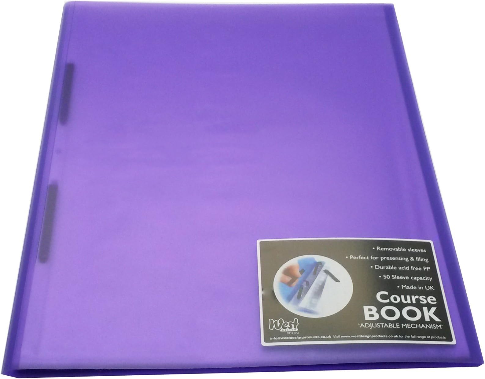 Course Book Adjustable Capacity Purple A3, File Holder, Presentation Display Wallet, Paper, Document, Poly Clear Sleeves