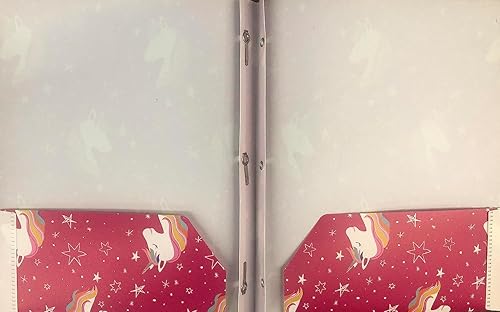 Miniatura 2 de Suministros escolares de unicornio arcoíris rosa de (1) carpeta de polietileno de 2 bolsillos con 3 puntas con (1) cuaderno de composición de 100