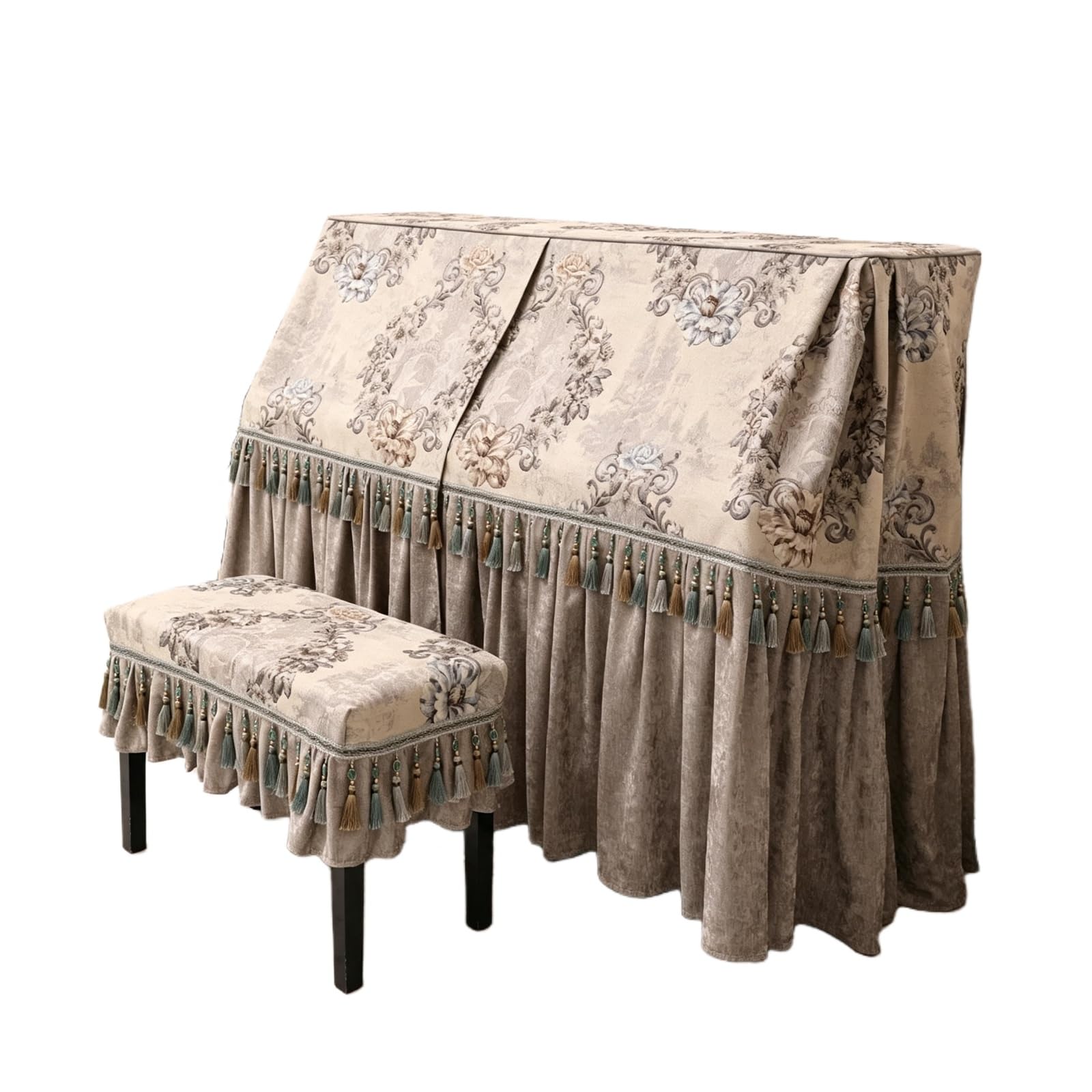 Copertura for pianoforte verticale, tessuto ispessito, protezione completa, design con apertura centrale for la maggior parte dei pianoforti verticali(Piano Cover+Double Bench Cover)