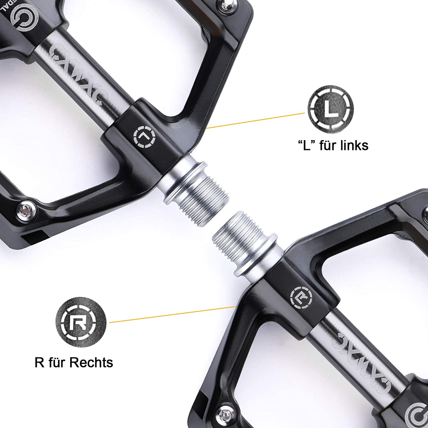 CXWXC Fahrradpedale Mit Reflektoren - MTB Aluminiumlegierung Pedale Set, 9/16 Cube Pedale für Mountainbike, Rennrad