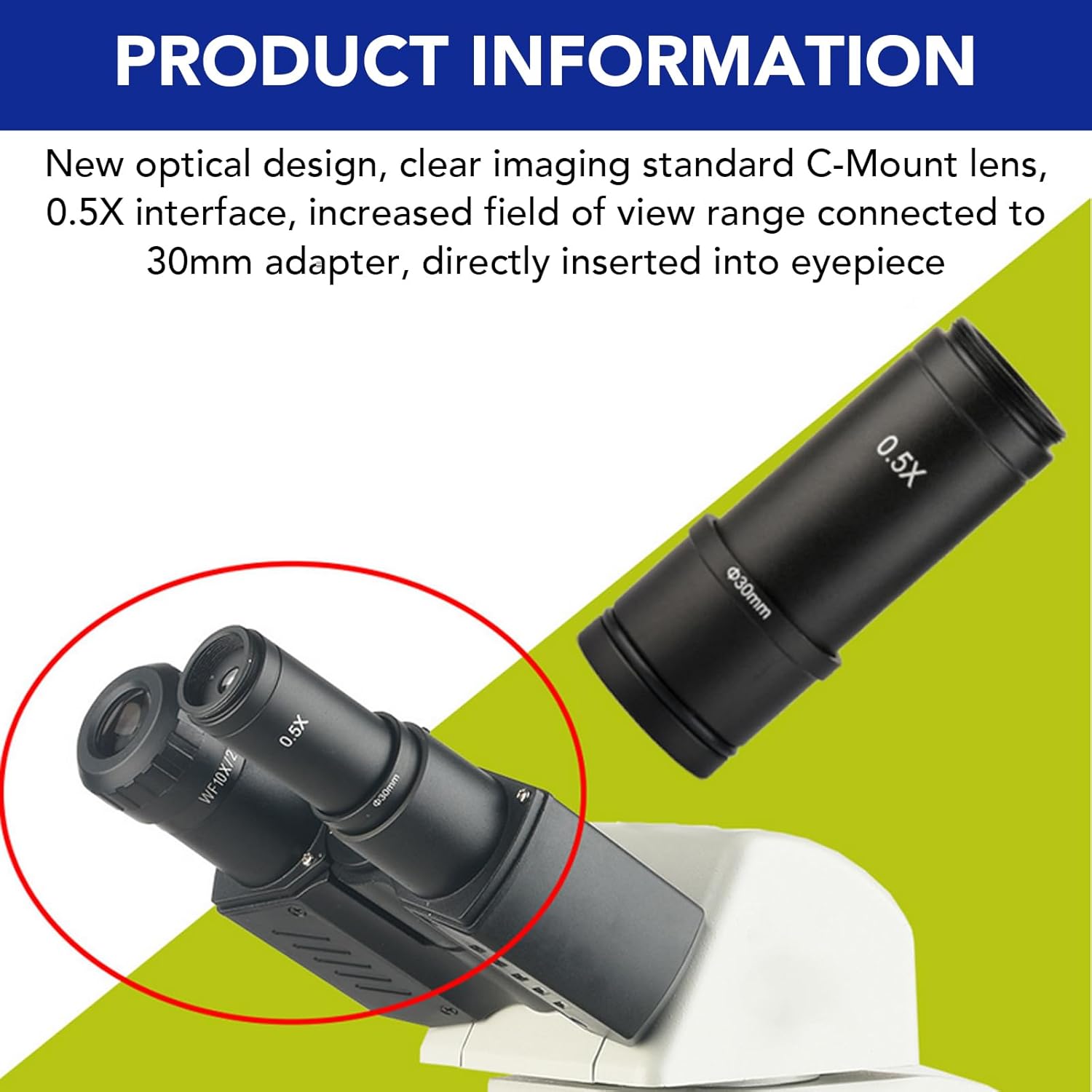 Microscope Adapter 0.5× C Mount Lens Adapter Set 23.2 Turn 30mm/23.2mm Turn 30.5mm Interface for CCD Camera and Digital Eyepiece