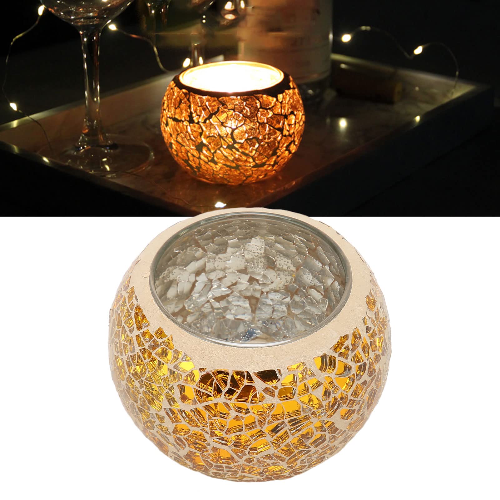 モザイク手作りキャンドルホルダー モザイクガラス ランタン型 キャンドルホルダー 全3色 1セット