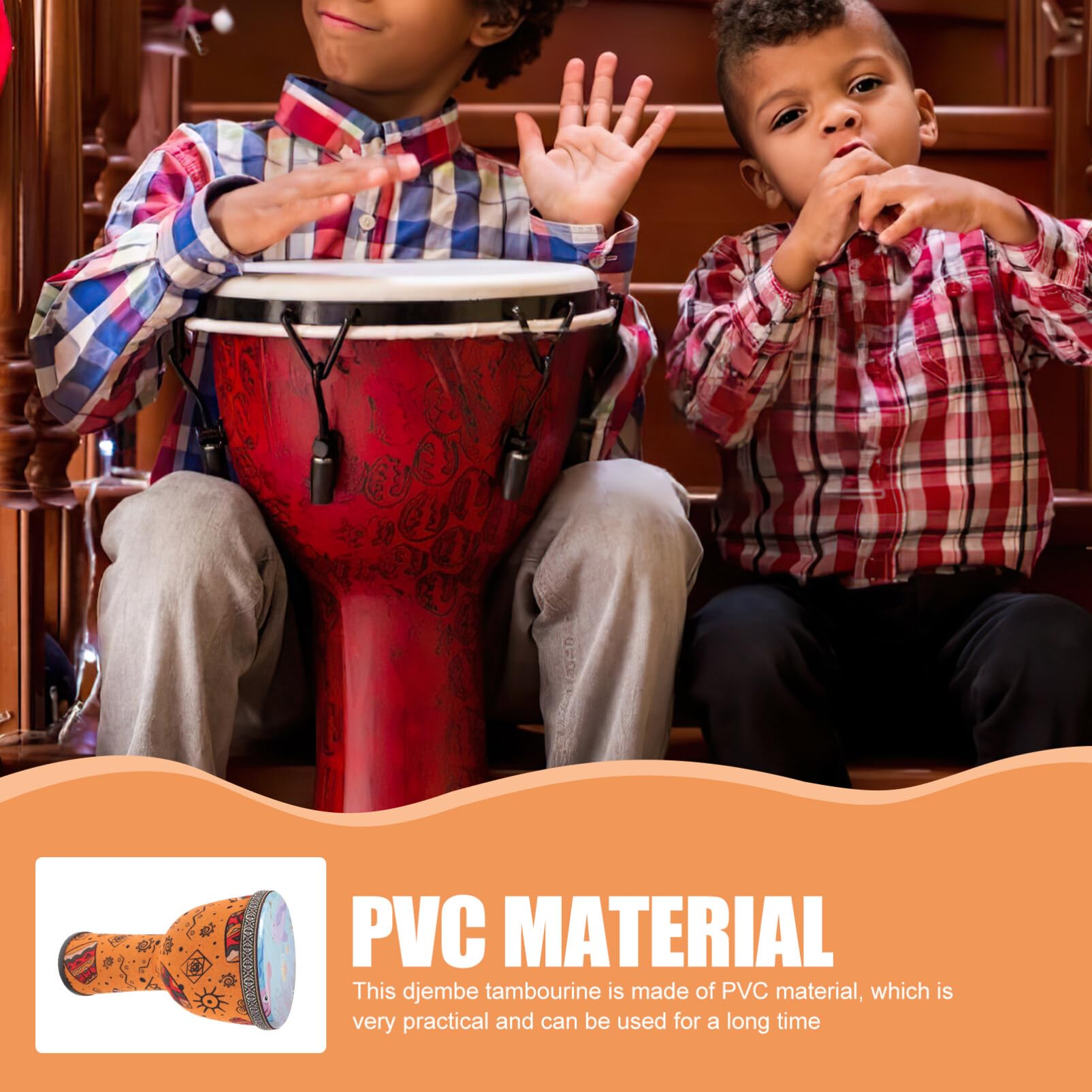 Garneck Tamburo Djembe Tamburo Bongo Professionale 8 Pollici Tamburello Stile Africano Occidentale Illuminazione Della Infanzia Strumenti Musicali Di Halloween Per Bambini
