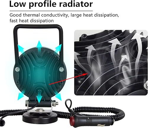 Miniatura 2 de RIGIDON Luz de trabajo LED de 4 pulgadas y 42 W con base magnética, luz redonda impermeable de 12 V 24 V, luces antiniebla LED para automóvil, SUV,