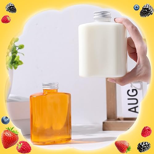 Miniatura 4 de Thenshop Paquete de 24 botellas de plástico con tapas, botellas de jugo transparentes, botella de agua plana, botella de plástico reutilizable, mini