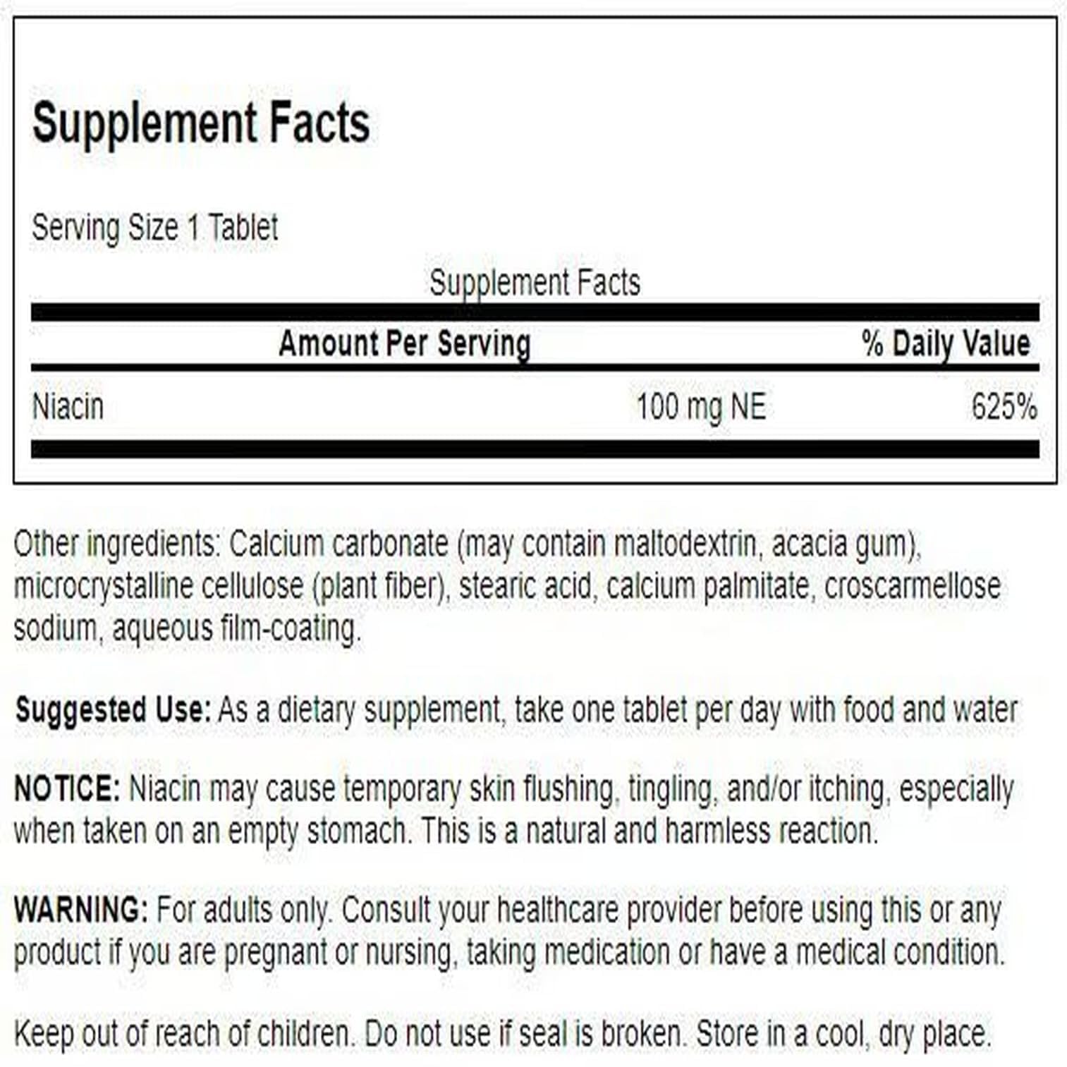 Swanson Niacin (Vitamin B3) 100 mg for Heart Health, 250 Tablets — Amazon image 2