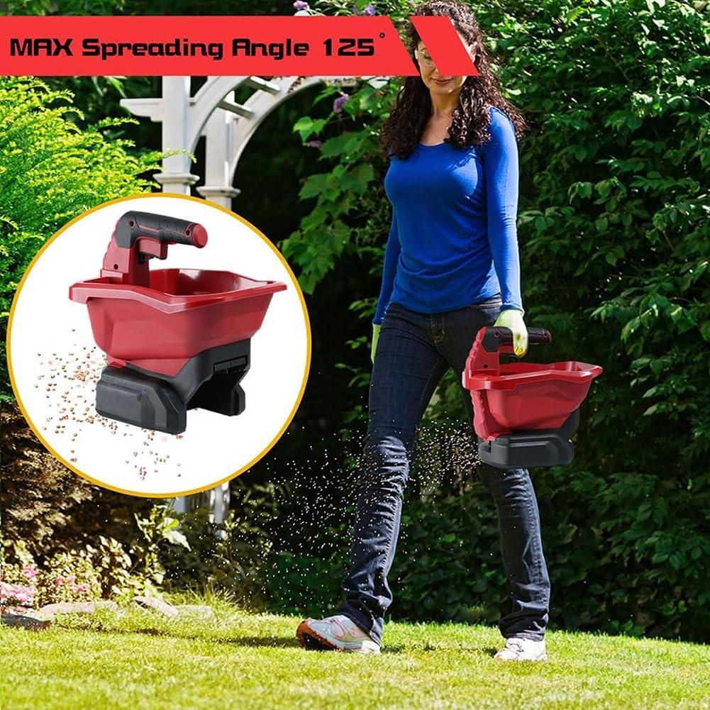 Esparcidor de mano inalámbrico, batería de 18 V, ancho de dispersión ajustable, caudal variable, esparcidor eléctrico de fertilizante para el cuidado del césped, semillas de césped, sal y grano