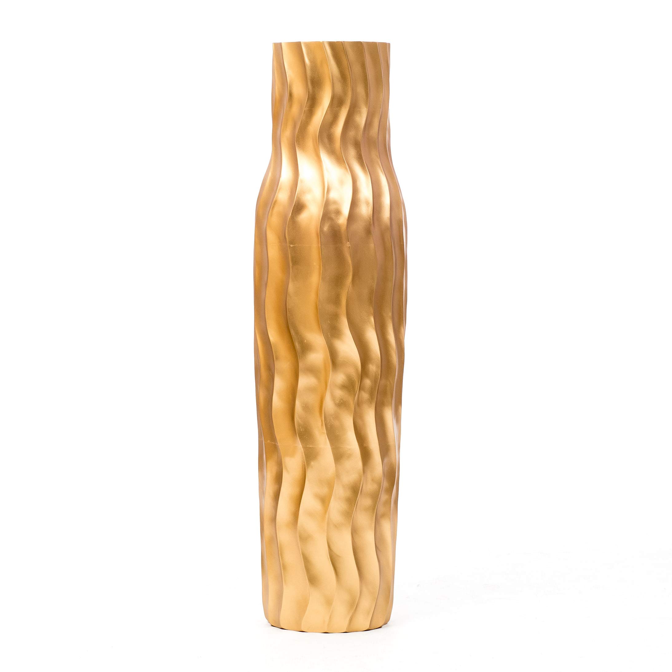 Leewadee Große Bodenvase 105 cm Mangoholz für Pampasgras & Trockenblumen | Dekovase fürs Wohnzimmer, für Zweige & Trockengräser - bruchfester als Keramik, kein Wasser. Boho
