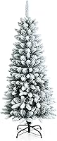 Vista 1 de Goplus Árbol de Navidad Tipo Lápiz con Nieve Artificial de 4.5 pies, Árbol de Navidad Artificial Delgado con Bisagras con 373 Puntas de Ramas