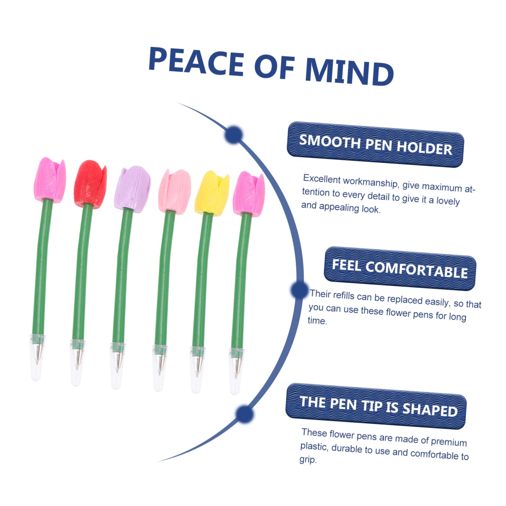 3 Set Penna A Sfera Tulipano Gel Ufficio Mini Penne Per Fiori Trasparente Pianta Penna Vegetale Decorativo Evidenziatore Penne Rosa Evidenziatori Plastica 6 Pezzi * 3