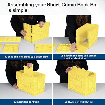 BCW Short Comic Book Bin | Holds 150 Comics | Stackable Plastic Storage | Acid-Free Organizer | Yellow, Single