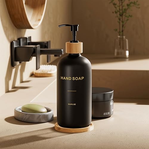 Miniatura 3 de Dispensador de jabón negro mate, dispensador de jabón de manos para fregadero de cocina, dispensador de jabón de manos para baño (negro y mano)