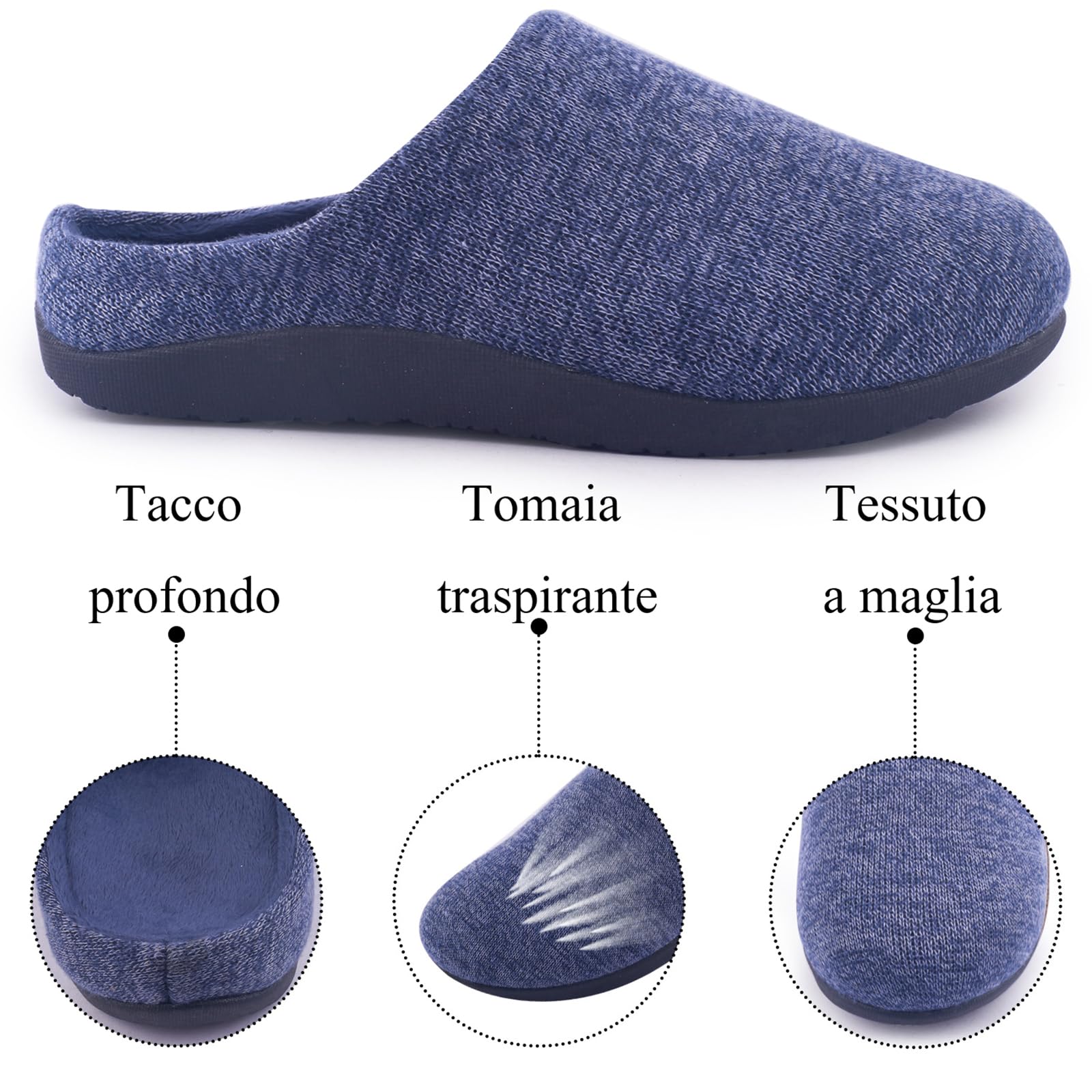 Git-up Pantofole Ortopediche per Donna Pantofole da Uomo con Supporto per Arco Plantare Suola in Gomma Antiscivolo, Piedi piatti, Fascite plantare, Dolore al piede