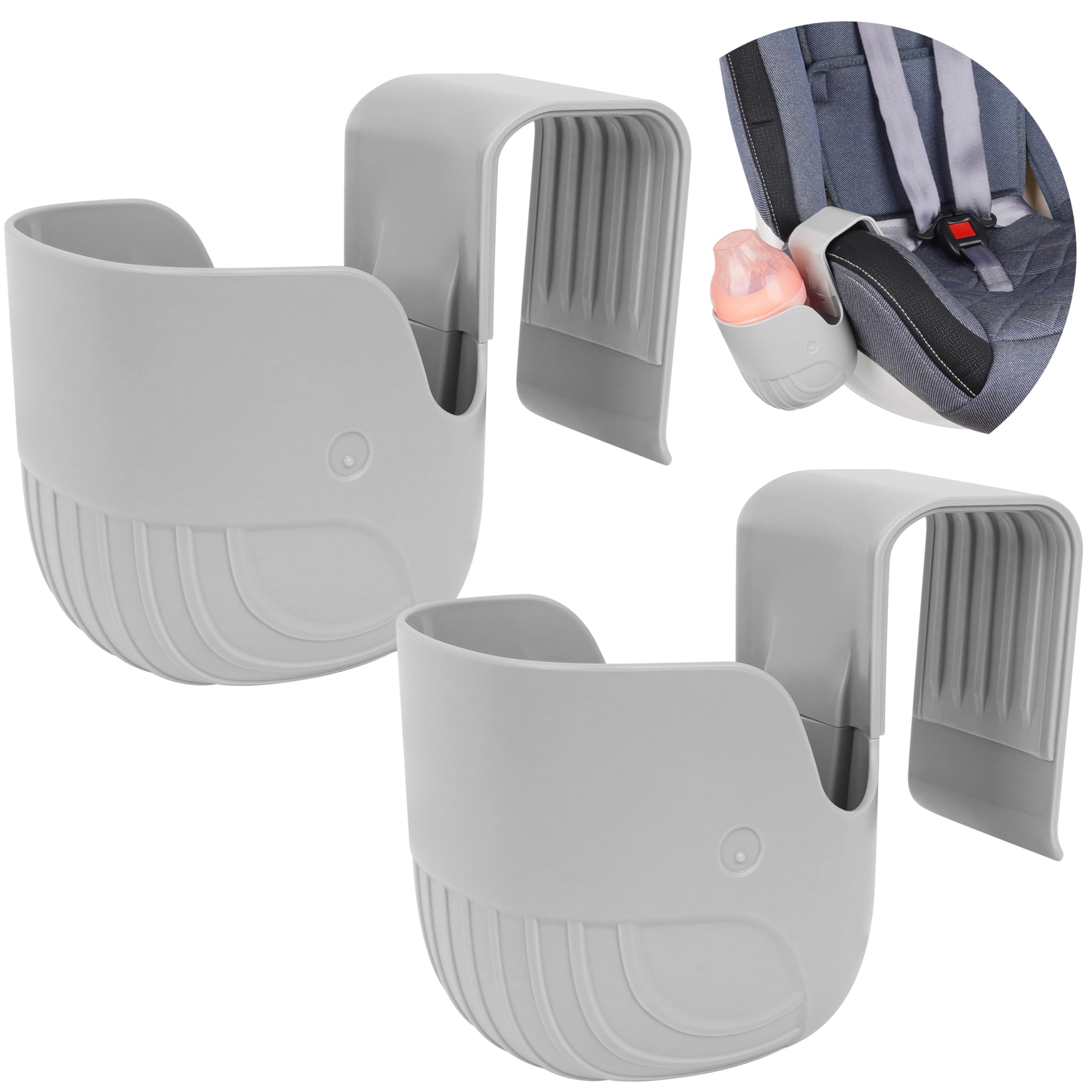 Universal Cup Holder for Car Seats, Baby Strollers, Wheelchairs, and More – Grey (2)