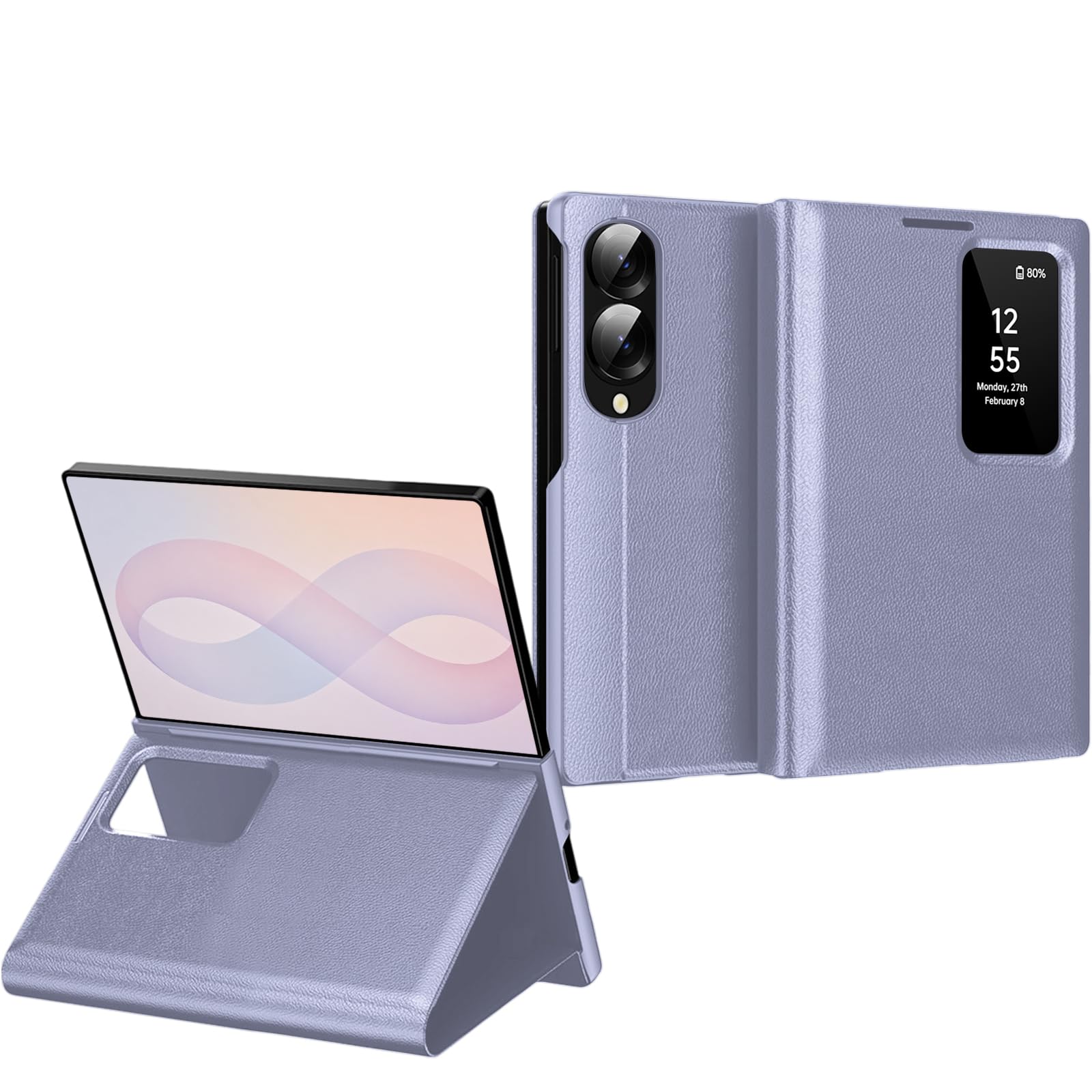 Custodia a portafoglio per Samsung Galaxy Z Fold 8, sottile, con slot per schede, supporto, protezione per fotocamera, antiurto, anti ingiallimento, custodia a portafoglio in pelle PU per uomini e
