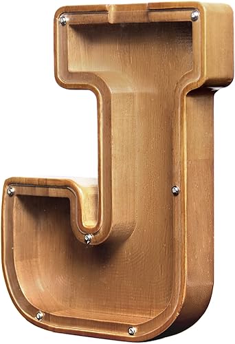 AORCMITN Alcancía grande de madera personalizada para niños, niñas, niños pequeños y adultos, el mejor regalo para amigos (9.2 pulgadas-J)