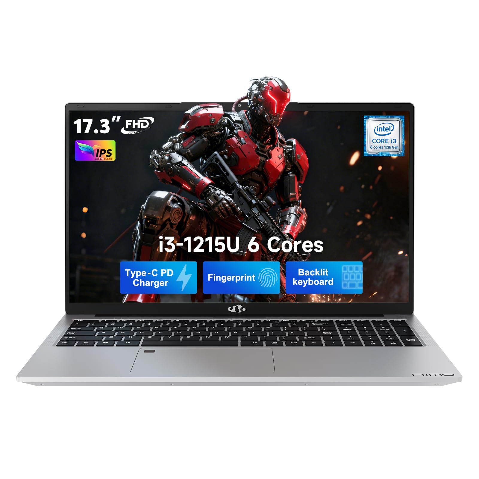 17.3" FHD IPS Laptop, Intel Core i3-1215U (Beats i5-1135G7 Class), 32GB RAM, 1TB SSD, Windows 11 Home, Wi-Fi 6, Backlit Keyboard, Fingerprint, USB-C 65W Fast Charge, Bluetooth 5.2, 180° View