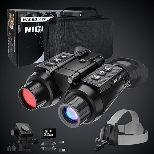 Miniatura 4 de GOYOJO Gafas de visión nocturna 4K montadas en la cabeza y binoculares para adultos, NVG infrarrojo con enfoque manual y zoom digital 8X para caza,