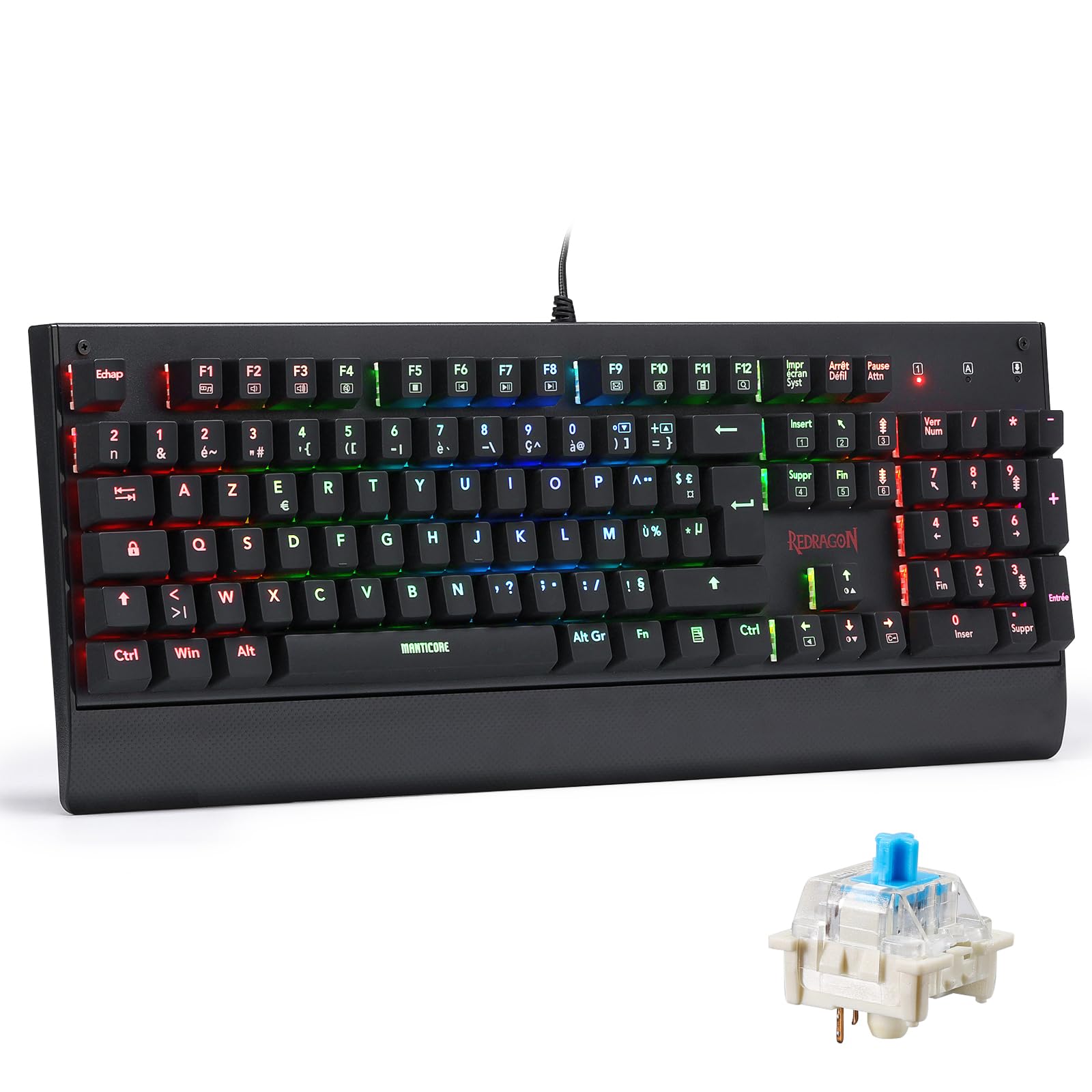 Redragon K557 Clavier Mécanique Filaire AZERTY RGB Switch Bleu