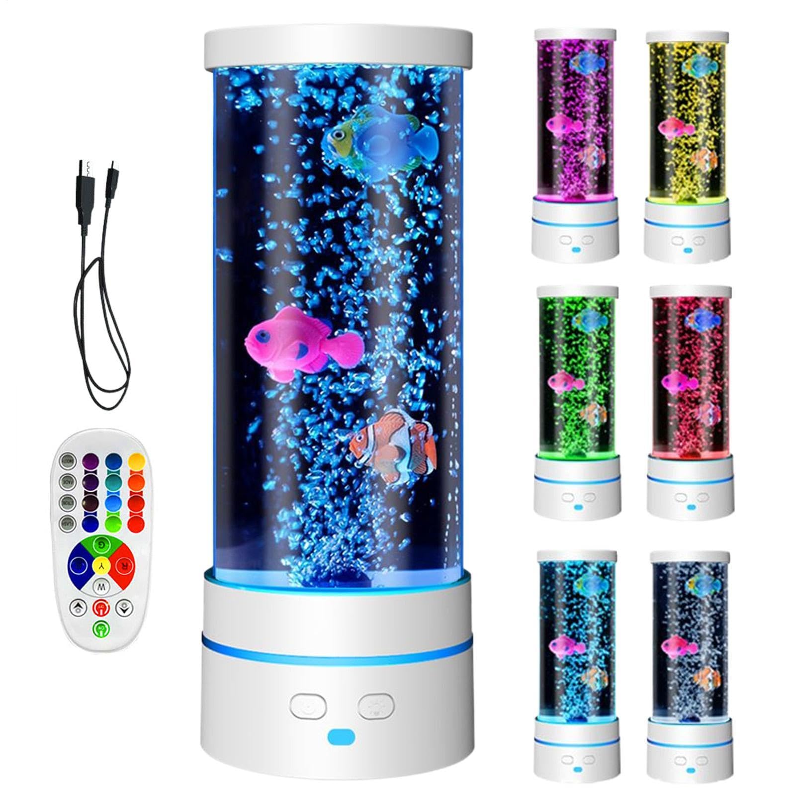 Lámpara de tubo de burbujas, control remoto LED sensorial para un ambiente relajante, efecto de agua, estilo acuario con luz de torre de burbujas, iluminación decorativa de estado de ánimo para