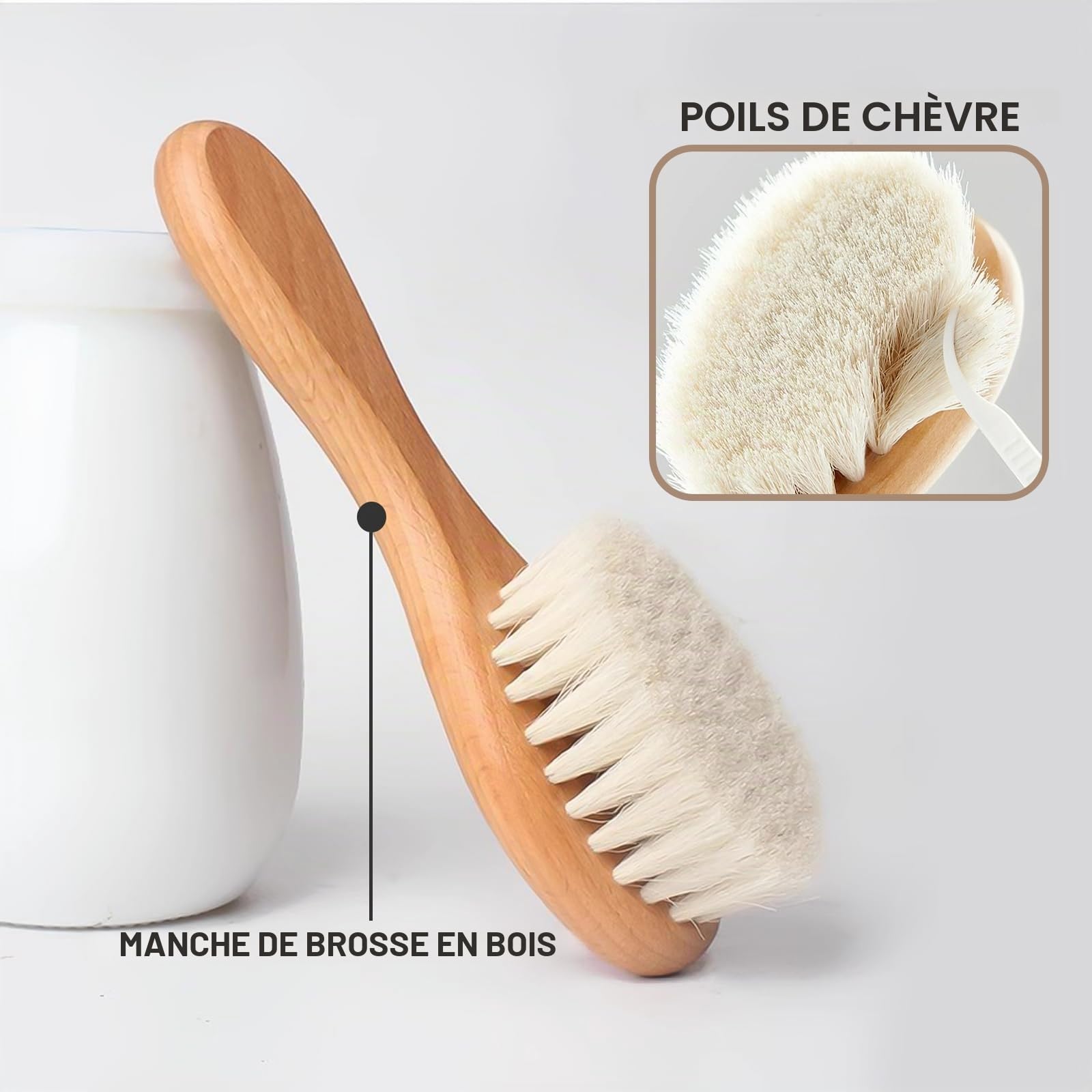 Brosse À Cheveux Bébé, Brosse à Cheveux De BéBé En Bois Et Ensemble Peigne, Poils de Chèvre Naturel, Peigne En Bois pour Nouveau-nés, Tout-petits et Jeunes Enfants