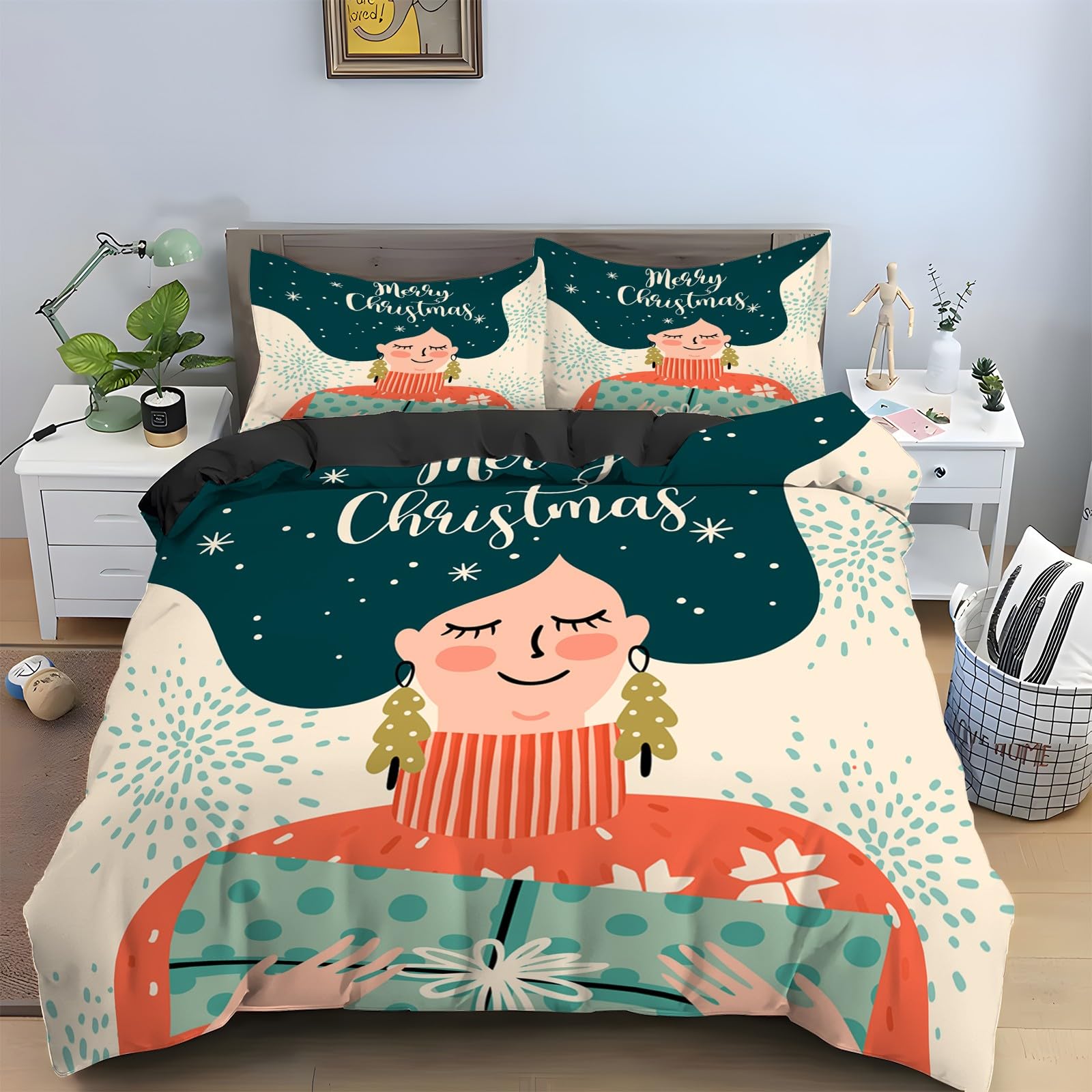 Parure de lit la veille de Noël 200x200 microfibre douce avec fermeture éclair