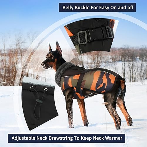 Miniatura 3 de IECOii - Abrigo extracálido, chaqueta reflectante ajustable, abrigo de invierno suave de cuello alto con hebilla y forro de vellón para clima frío,