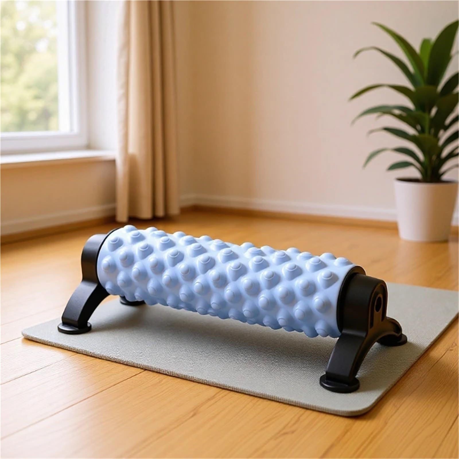 2 Stück Schaumstoff-Rollen-Massagestab, adsorbierbarer Saugnapf, fester Schaumstoffschaft, Muskelentspannung, Yoga, Fitness, Rücken für Training(Black)