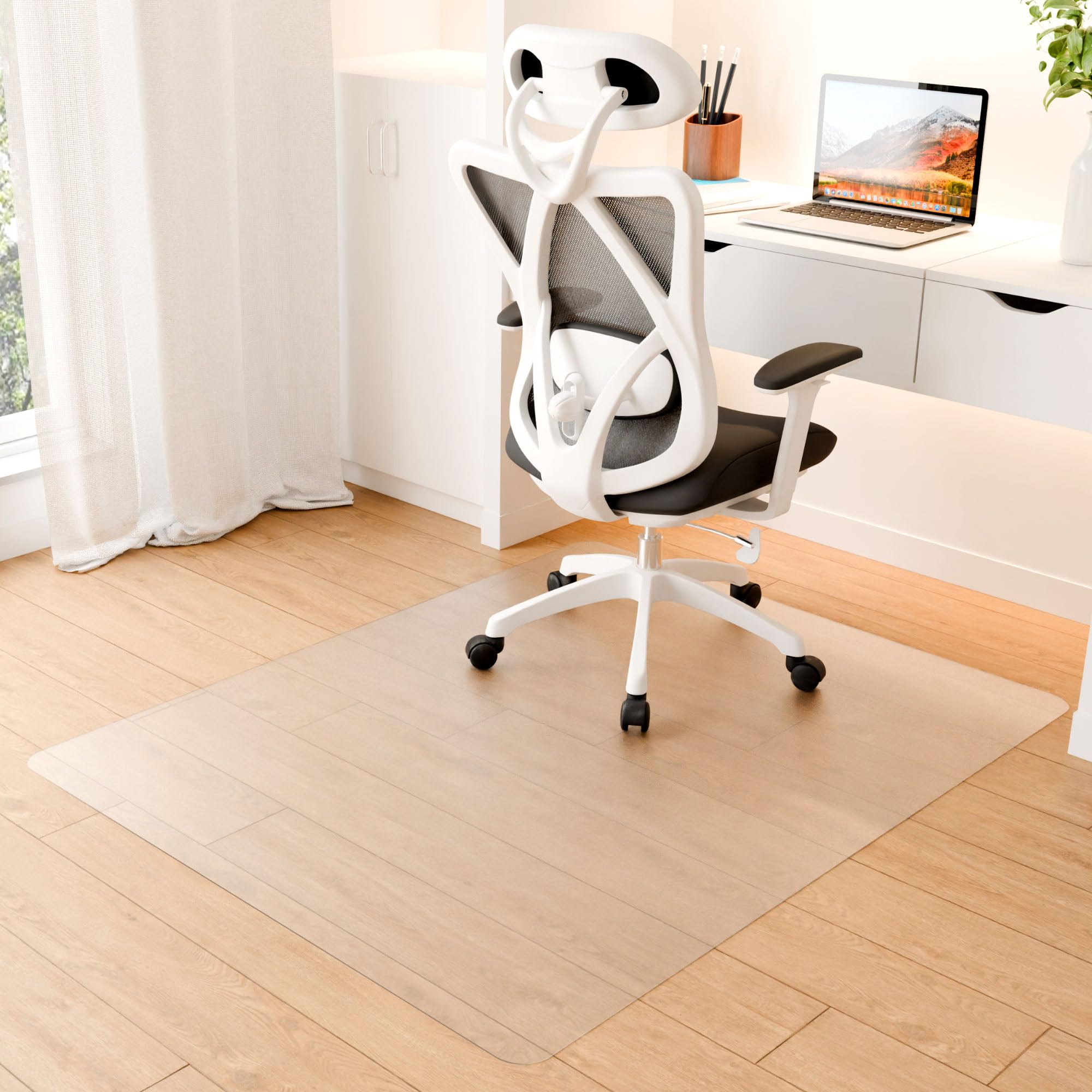 Futurwit Desk Chair Mat for Hard Floors, 60" x 48" Office Clear Protector Mat for Hardwood, Easy Glide Plastic Floor Mat for Office Home (Rectangle)