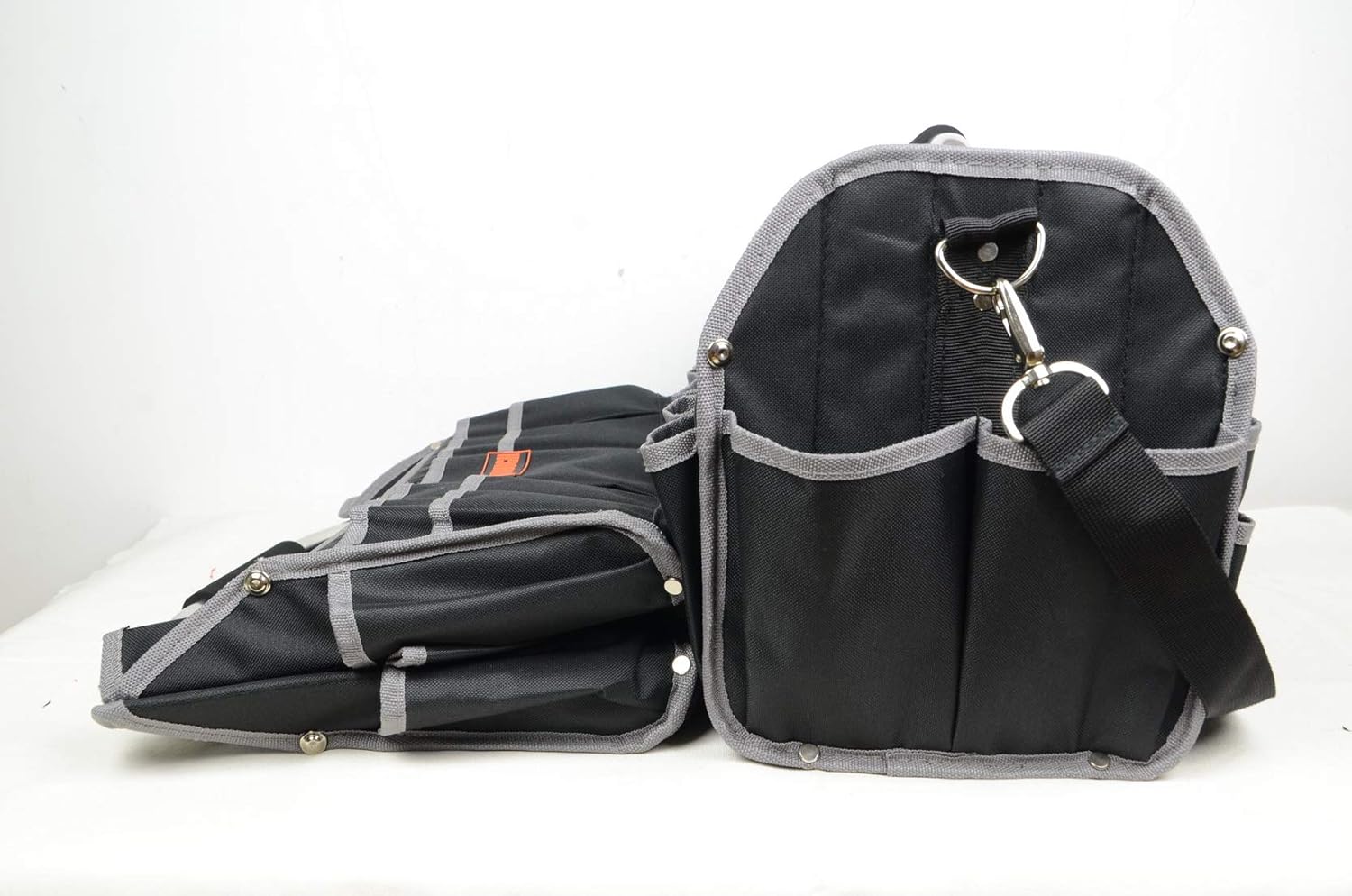 19"Open Tool Tote Collapsible bag with Shoulder Strap Portable Waterproof Tool Organizer Made Oxford Cloth(Grey trim)