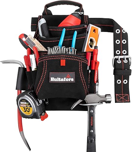 Hultafors Work Gear HT5333 Carpenter's - Bolsa de gamuza resistente para uñas y herramientas, bolsillo frontal de doble refuerzo, lazo para martillo