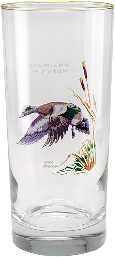 Miniatura 2 de Culver Ned Smith - Vasos enfriadores de aves acuáticas con borde dorado de 22 quilates, 15 onzas, juego surtido de 4