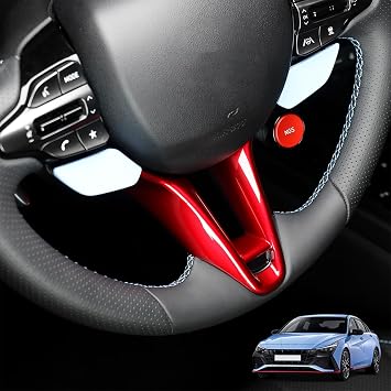 Compatible with Hyundai Elantra N 2023-2025 Accessories, Car Steering Wheel Lower Trim Cover, Anti-Fingerprint Tech, Heat-Resistant ABS Red