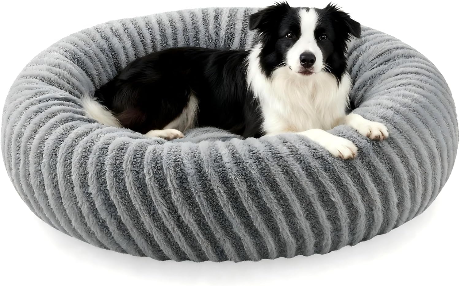 Pawk Hundebett Mittelgroße Hunde Rund, Donut Hundebett Katzenbett Waschbar, Kuscheliges Hundekorb Weich rutschfest, Kaninchenimitat-Plüsch & Teddy-Fleece Hundekorb