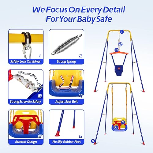 Miniatura 5 de Juego de columpio 3 en 1 para niños pequeños y puente para bebé columpio para bebé con gorilas para jugar en interiores y exteriores asiento de