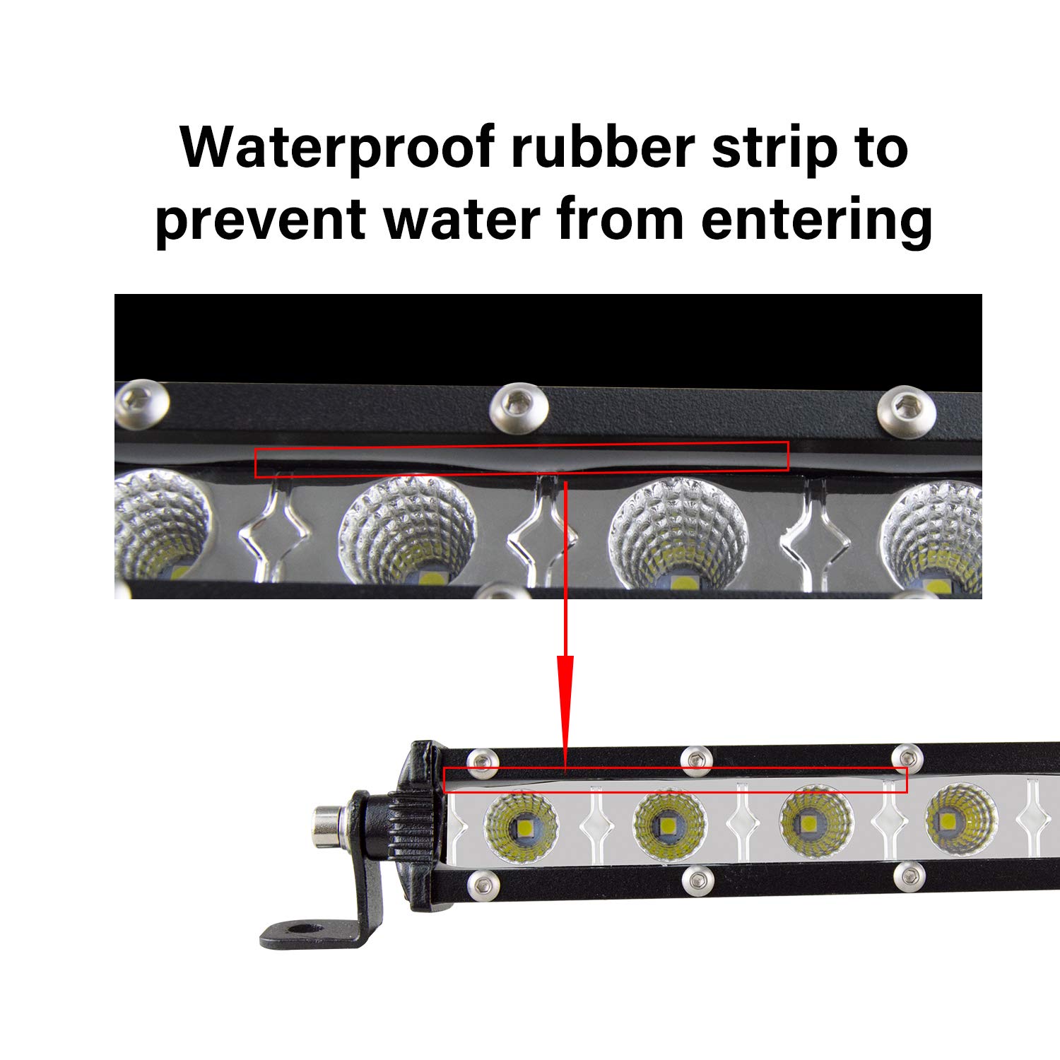 AUXTINGS 25 inch 120W Ultra Slim Single Row LED Light Bar Point Beam met montagebeugel voor Offroad Ranger ATV UTV SUV