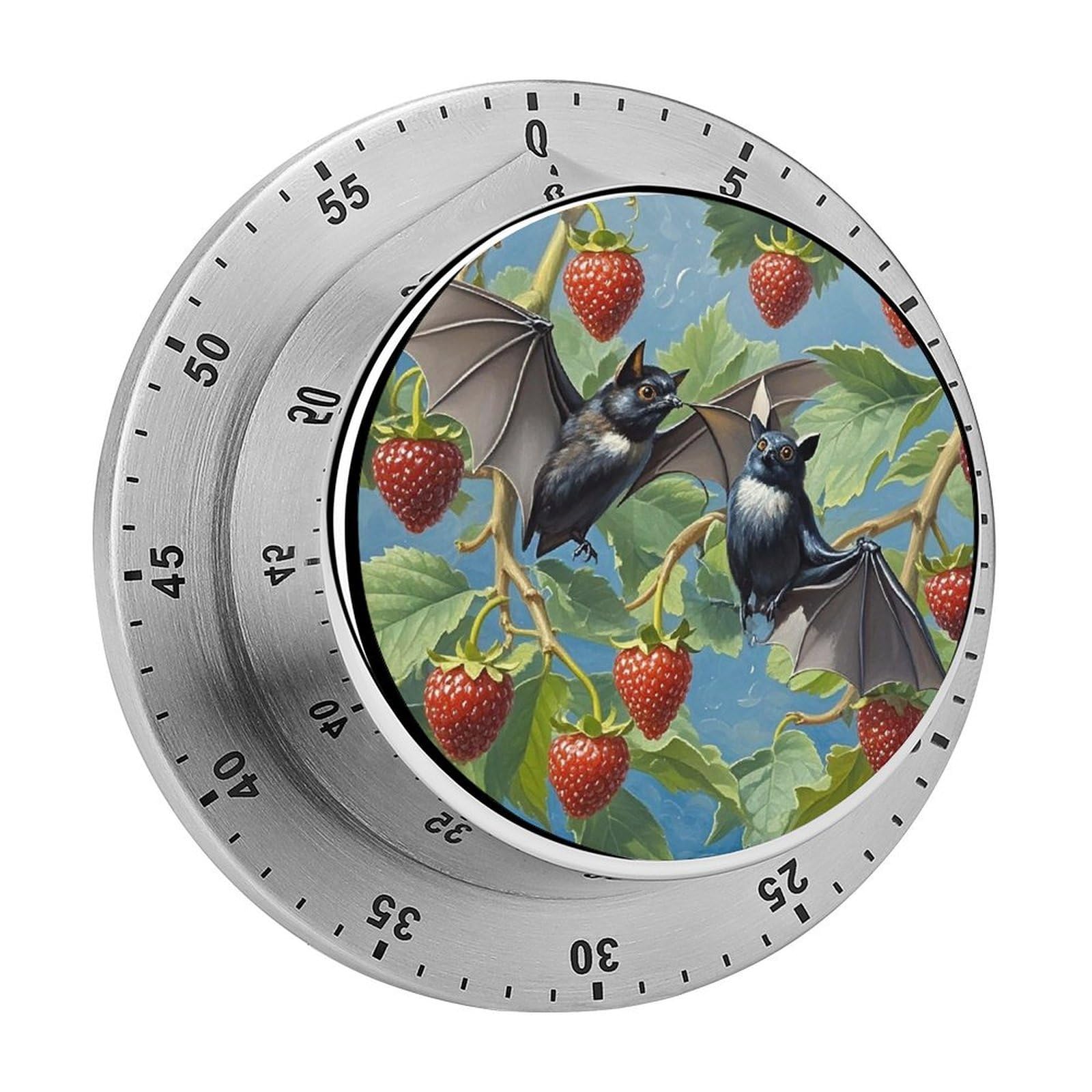 Gothic Bat Timer Fashion Visual Timers Wind Up 60 Minutes Desk Timers Stainless Steel Magnetic Timer Countdown Clock No Batteries Loud Alarm for Kitchen Chef Cooking
