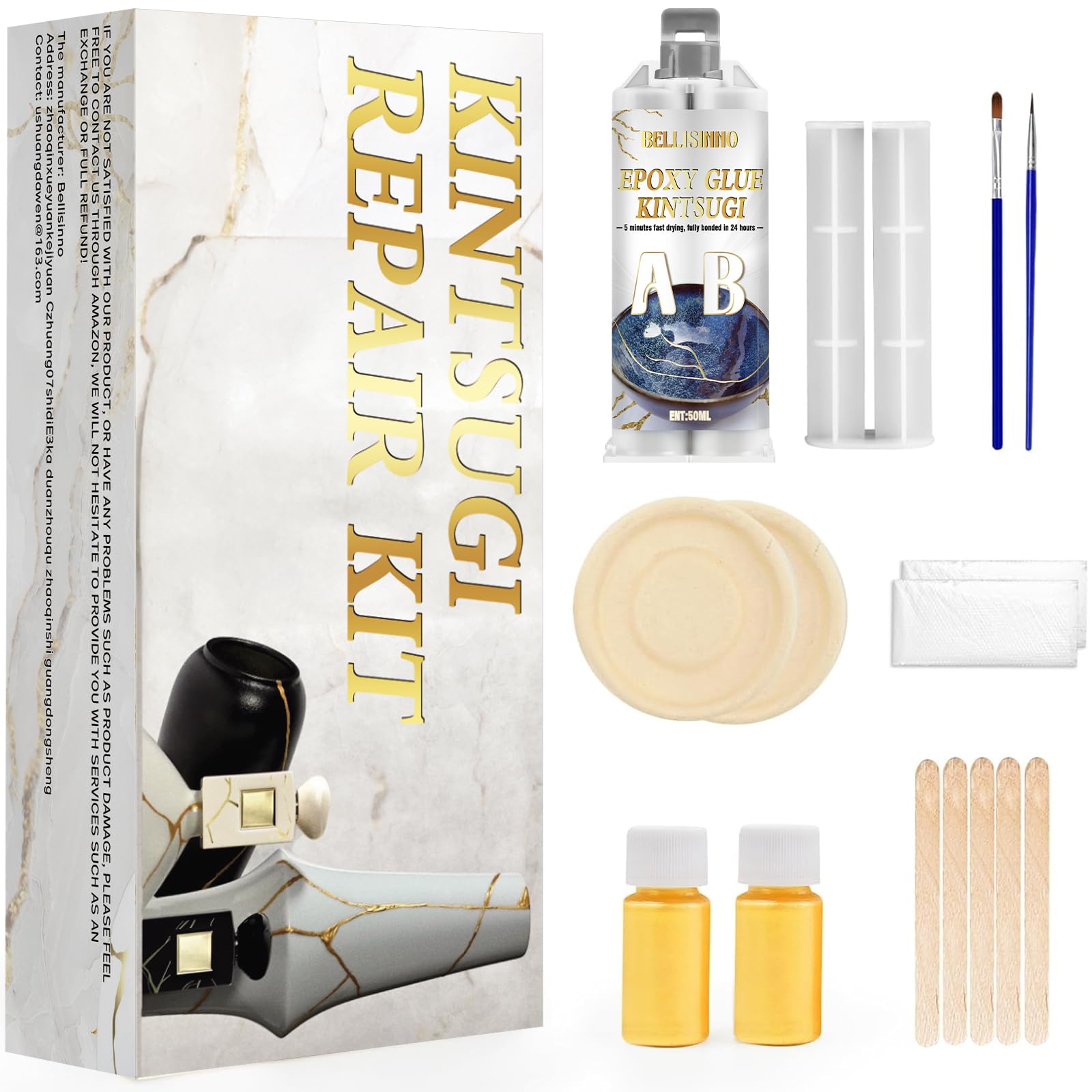 Kintsugi Repair Kit - Gold Pottery Glue for Beginners -1