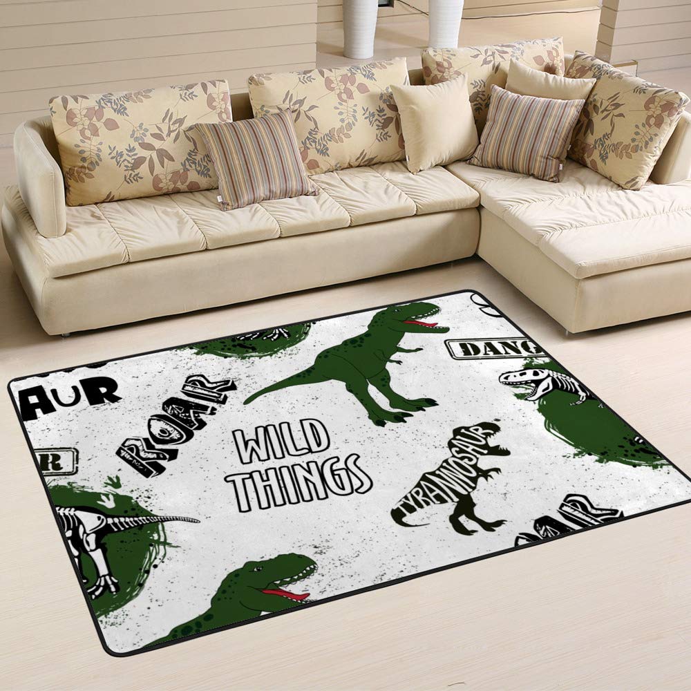 Tapis de salon et chambre d'enfant motif dinosaure camouflage Ruchen