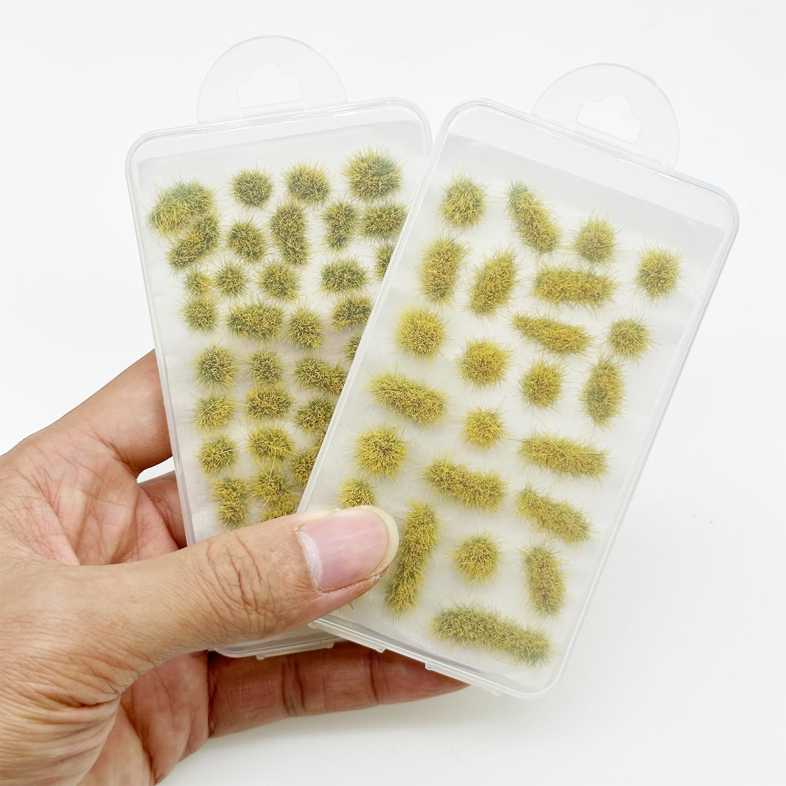 Attuslla 78 PCS Model Grass Tufts 2 Size Static Grass Tuft Yellow Miniature Grass Tuft Railway Artificial Grass Terrain Kit for DIY Model Railway Fairy Garden Diorama Scenery - Image 4