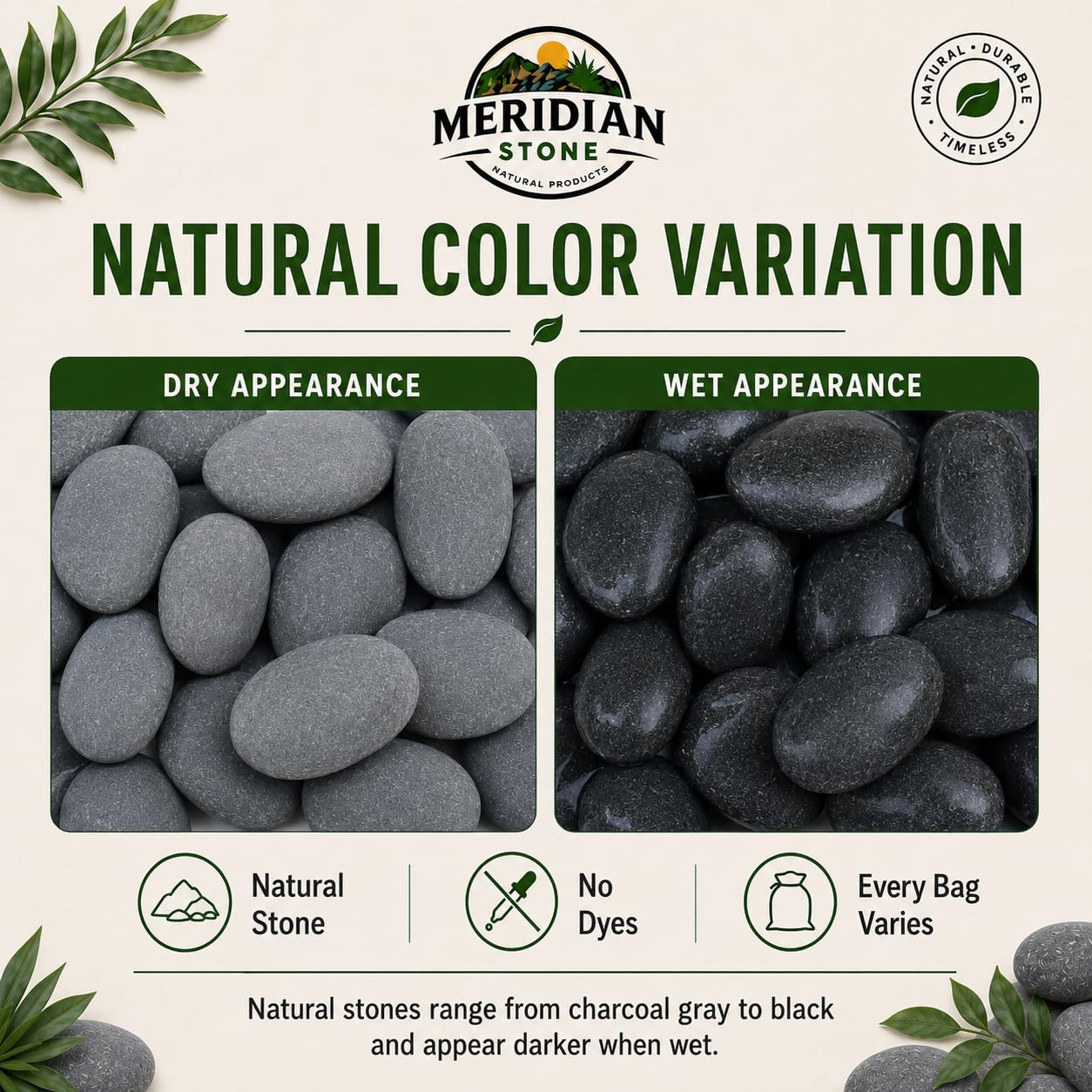 Black Mexican Beach Pebbles 5 lb Bag, 1–2 Inch Natural Decorative Stones – Smooth River Rocks for Landscaping, Planters, Vases, Aquariums, Terrariums, Fountains & Garden Décor