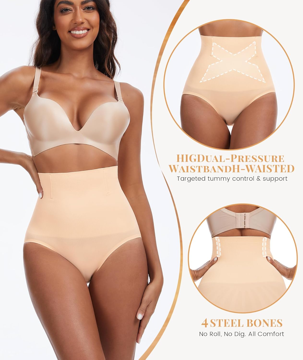 Tummy Control Shapewear Underwear for Women, High Waist Briefs Seamless Shorts, Compression Body Shaper Panties - Image 4