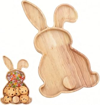 DOITOOL Farmhouse Bunny Serving Trays, Nesting Rabbit Shaped Wooden Charcuterie Platters Easter Bunny Tray Bunny Charcuterie Board for Easter or Spring, 28.50X18.00X1.50CM, 5D6DGO30606U651719KJEM64