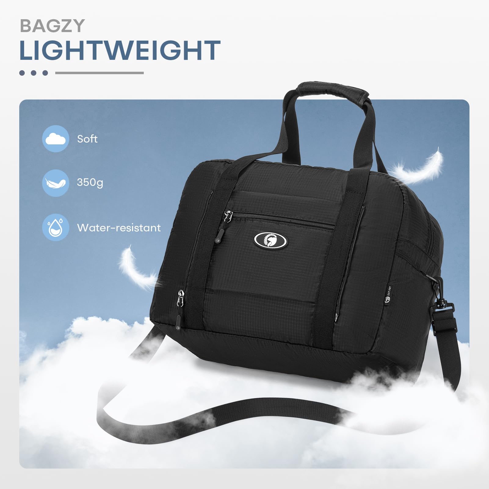 BAGZY 2X for New Ryanair Cabin Bags 40x30x20 Underseat, Bagages Cabine 40x20x30cm Wizzair, Pliable Sac de Voyage Sac Avion Transavia Imperméable Sacs Organisateur Sport Weekend Hospital Bag