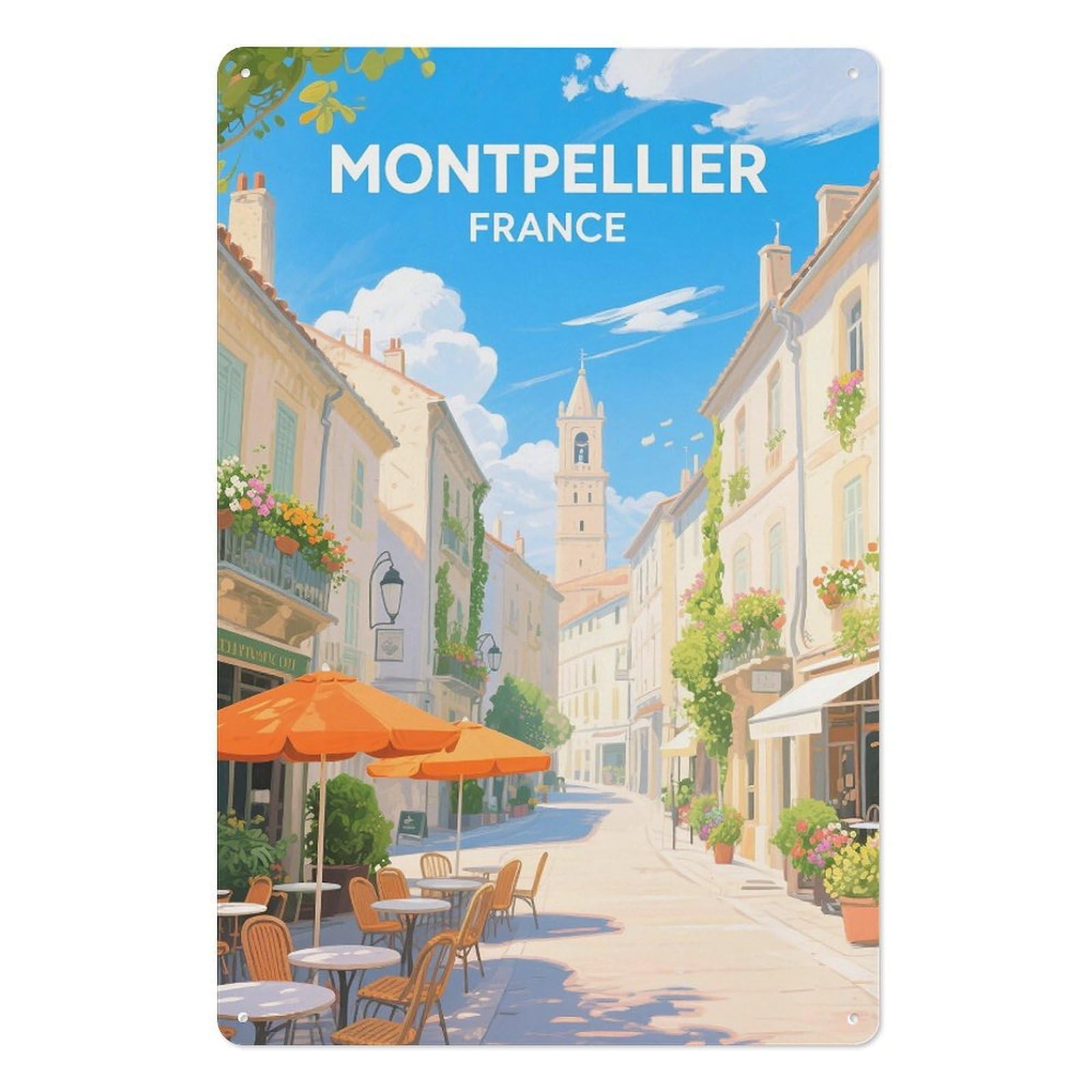 France Retro Design Tin Painting Vintage Tin Sign 08x12inch(20x30cm) Wall Art for Home Office Bedroom Living Room Cafes Wall Decor
