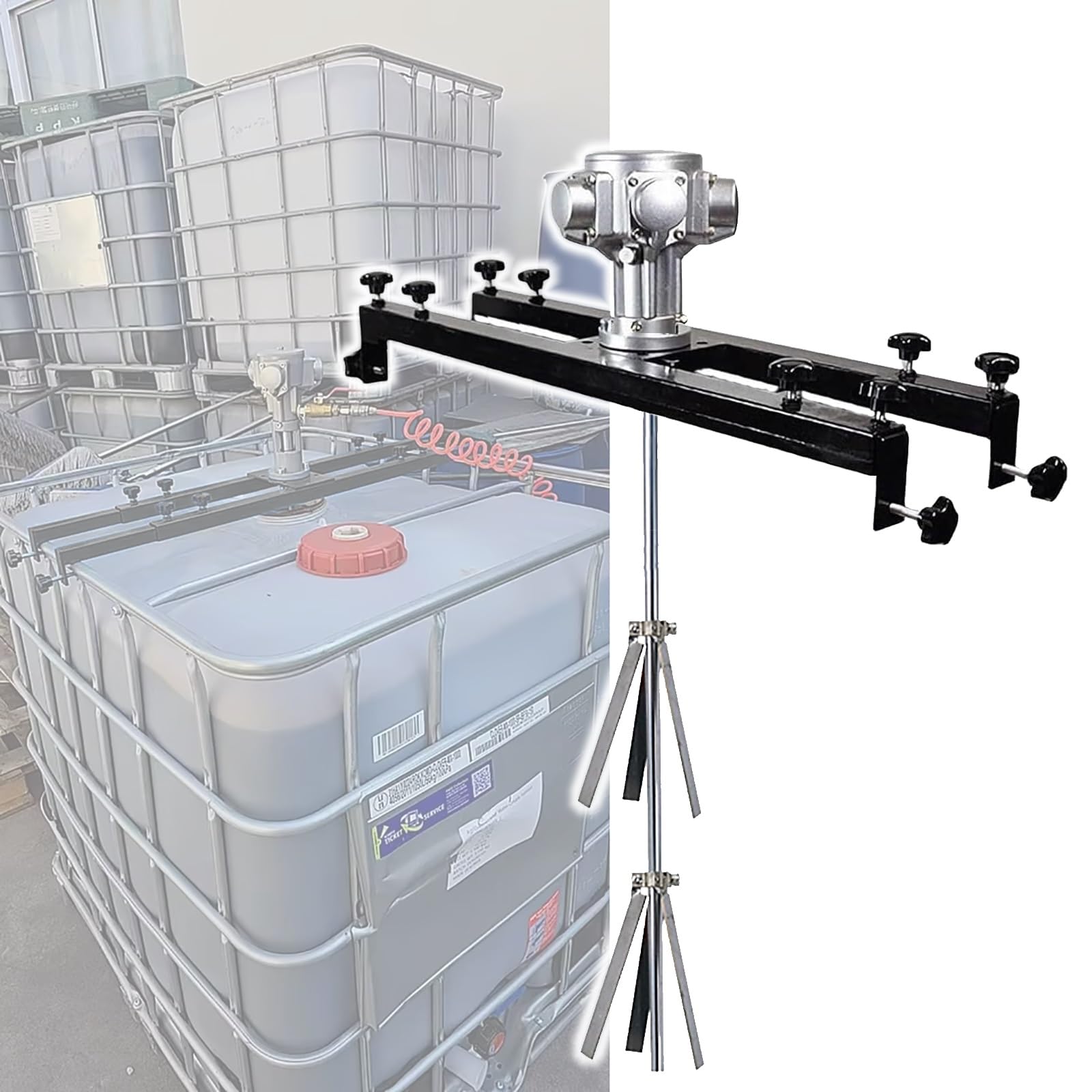 YNBSHGAA Stainless Steel Bracket Mixer, Folding Propeller Air Agitator for IBC Ton Barrels, 260 Gallon Capacity