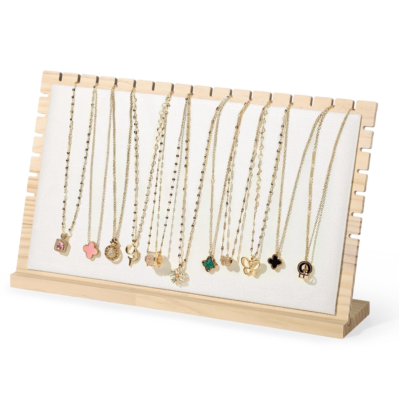 Grand présentoir à colliers en bois de pin, organisateur de bijoux en velours pour la maison et les magasins