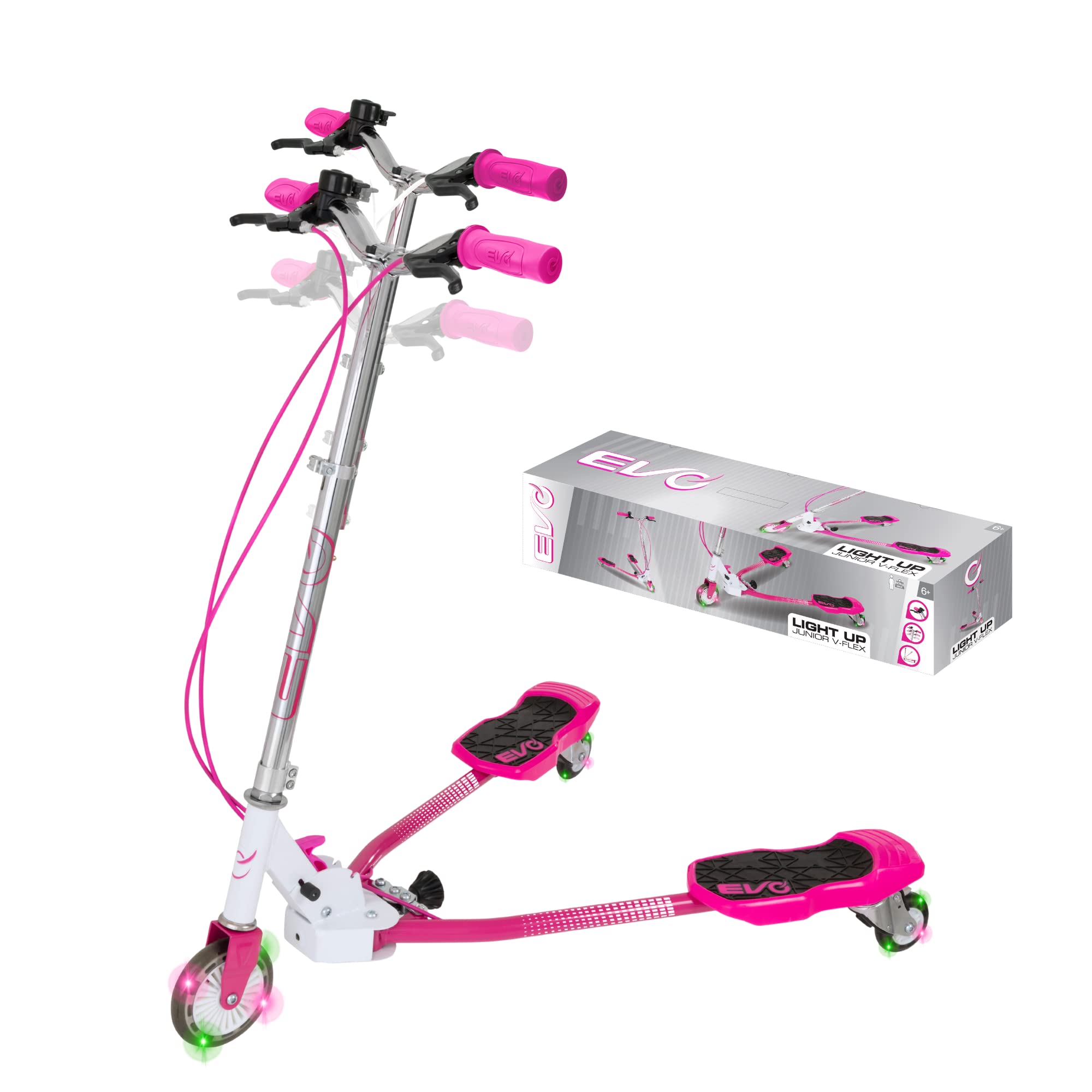 Evo Junior V-Flex Tri Scooter with Light Up Wheels, Pink