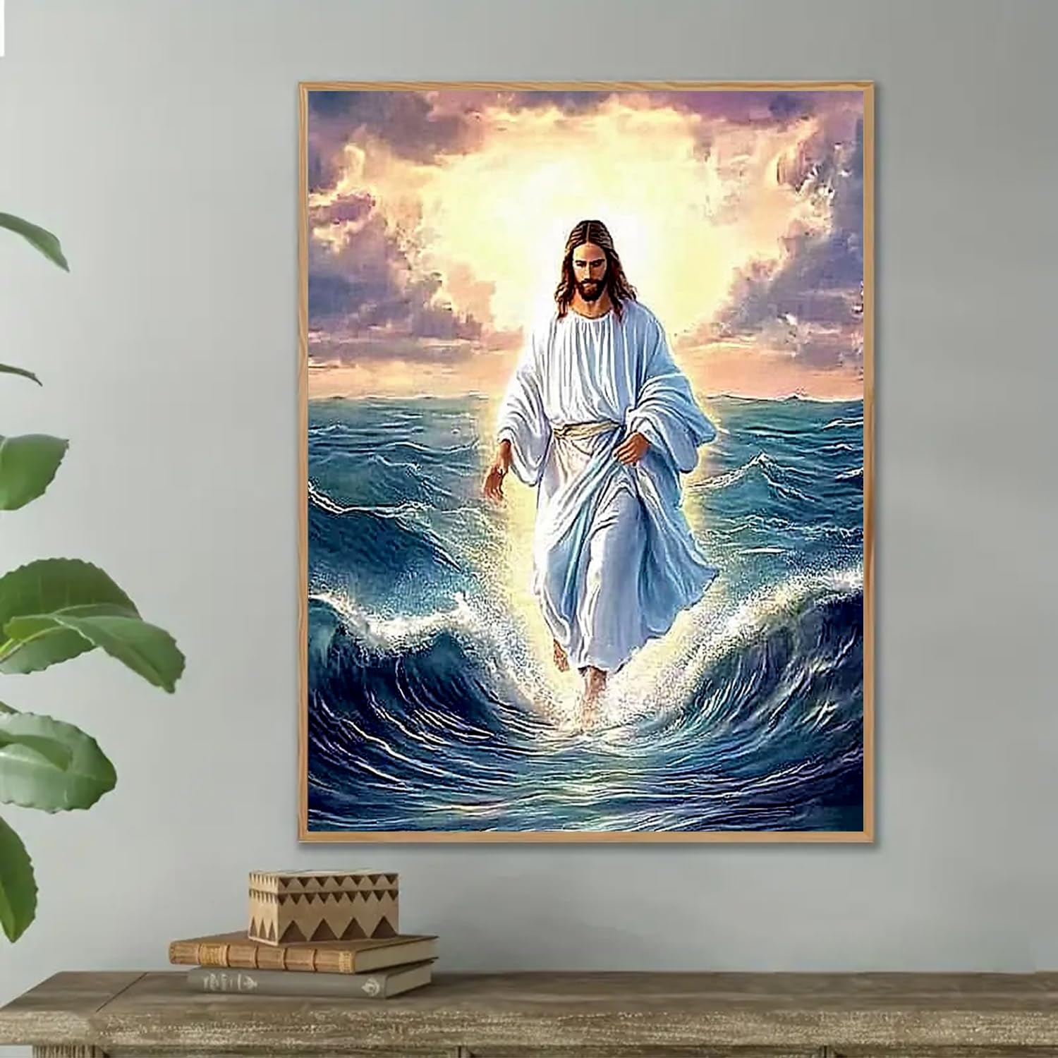 YES様°・*:.。.☆ Amazon.co.jp: DIYDECORFUN Jesus Walk On Sea ダイヤモンド