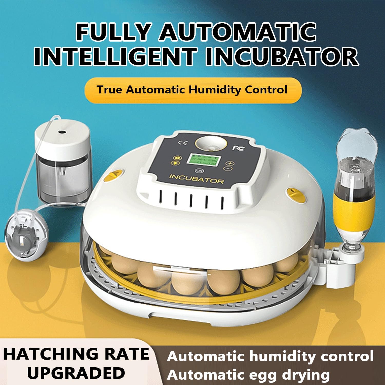 Automatic Egg Incubator with Humidity Control, LCD Display & Egg Candling, Dual Power Supply, Perfect for Farms & Homes, Efficient Egg Hatching Machine